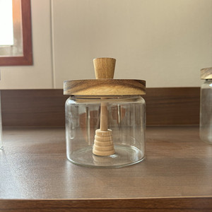 Hiện Đại Nhà Bếp Lưu Trữ Jar Thủy Tinh Trong Suốt Bằng Gỗ Khuấy Stick Cross-Biên Giới Mật Ong Jar Nắp Cho Mứt Thực Phẩm Trường Gói Lưu Trữ - Product Image 6