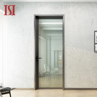 Porte battante simple moderne de marque supérieure, étroite, à double vitrage, étanche, en aluminium, insonorisée, pour salle de bain, chambre, villa