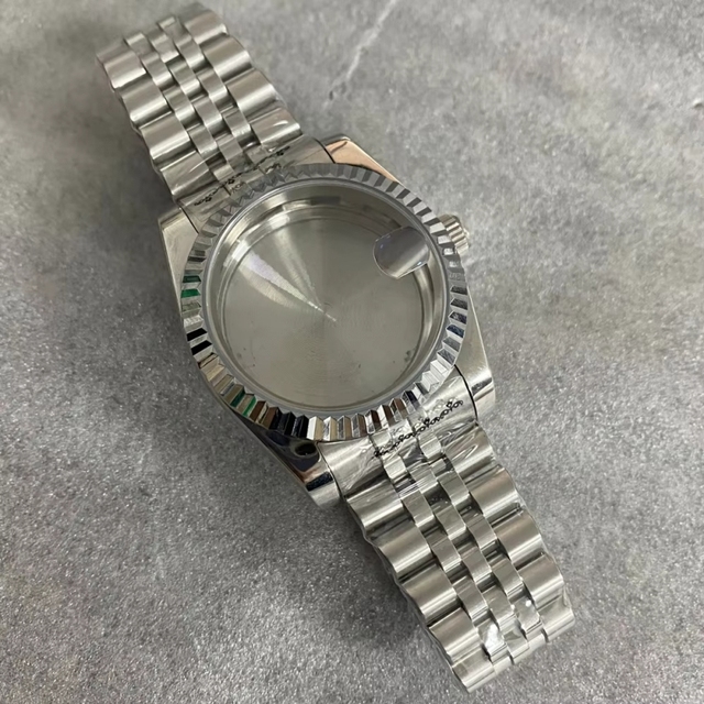Factory OEM/ODM Customization TBL TBL-AD0068 36mm Silver Watch Case with Bands Full Stainless Steel Fit for NH35/36 Movement