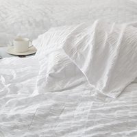 Seersucker personnalisé nouveaux designs coton polyester housse de couette personnalisée drap plat drap-housse avec taie d'oreiller