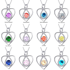 Collier pendentif pour femme en argent fin S925, en forme de cœur, avec cristaux de strass, plaqué rhodium, cadeau de mariage ou d'anniversaire, vente en gros SPJ - Product Image 1