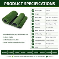 Gazon artificiel dense de 20 mm pour aménagement paysager, mélange vert tricolore pour patio, balcon, cour et parcs