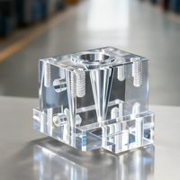 Composants sur mesure en PMMA acrylique transparent optique, usinage de précision par fraisage CNC à 5 axes,