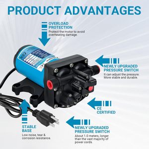 Pompe à eau Exhoper 5,5 GPM 60 PSI, pompe à membrane auto-amorçante à 4 chambres avec accessoires - Product Image 4