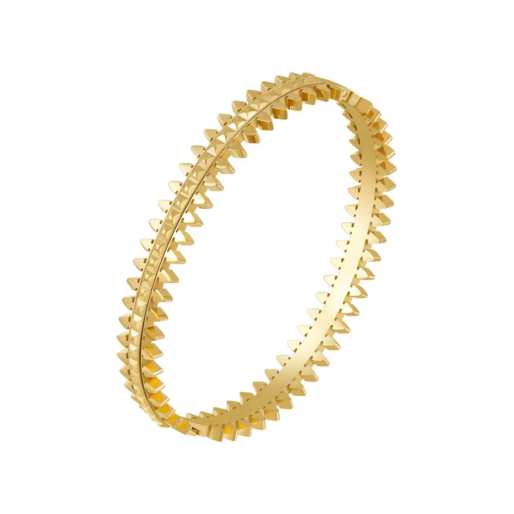 Derniers bijoux en acier inoxydable plaqué or 18 carats bracelet pyramide à double rangée pour femmes bracelet accessoires punk B232368