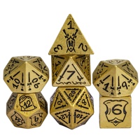 Pour Udixi : Ensemble de dés en résine polyédriques en bronze avec logo personnalisé pour RPG et D&D, dés en résine plastique D&D avec logo personnalisé