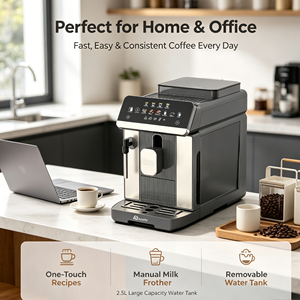 Cafetera Espresso Totalmente Automática Anbolife de 1350W con Pantalla Táctil Integrada, 8 Recetas de Café y Espumador de Leche de un Toque - Product Image 4