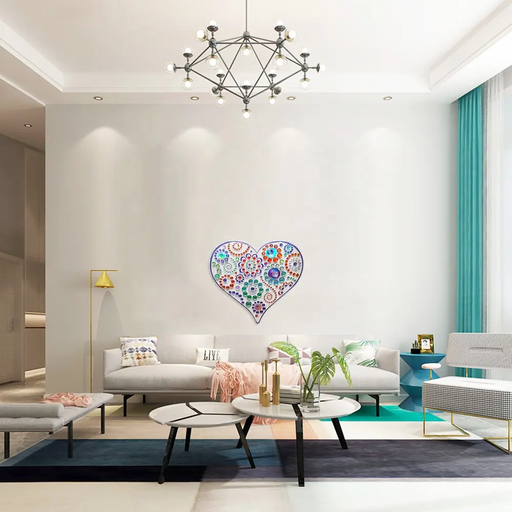 Love Heart Shape Pop Up Embossed Diamond Wall Sticker for Home and Room Decoration