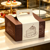 Boîte d'emballage rigide écologique en papier pour gâteaux avec poignée, logo personnalisé en feuille d'or, boîte cadeau alimentaire pour desserts et pâtisseries de fête d'anniversaire