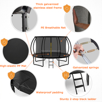 Trampolín Infantil Funjump Safe de 16 Pies para Exteriores con Red de Protección y Estructura de Acero Aleado