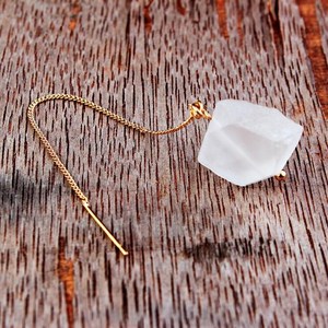 Bông Tai Thạch Anh Thô Đơn Giản Tinh Tế Kim Tự Tháp Herkimer - Product Image 4