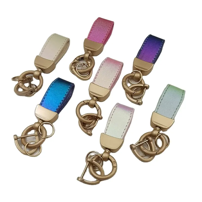 Factory small wholesale car promotion short money pendant d type fluorescent gradient skin key chain