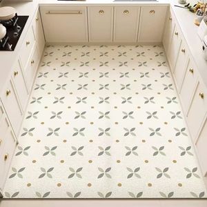 Tapete de Cocina de PVC Rectangular con Diseño Floral, Impermeable, Lavable y Duradero para Interiores - Product Image 1