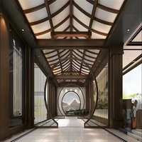 Partition Wall Chinese Ancient Style Louver Aluminum Alloy Folding Screen Panel Rectangular Arch for Villa & Hotel