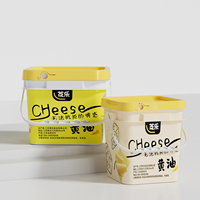 Seau en plastique carré de qualité alimentaire PP, directement de l'usine, avec couvercle et poignée, pour la crème glacée et le stockage des aliments, logo personnalisé