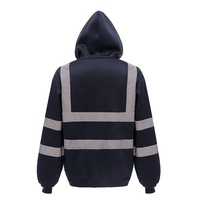 Hi Vis Safety Fleece Zip Sudadera con capucha ANSI Clase 3 Reflectante con fondo negro para hombres Hi-Vis Lime Zipper Sudadera