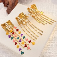Goldener Perlen-Quastenring, extravaganter Statement-Quasten-Offenring, goldener Edelstahl-Fransen-Hänge-Ring mit breitem Band, Geschenk für Sie