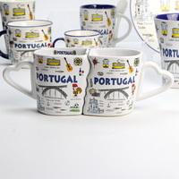 OEM personnalisé Portugal souvenir tasses en céramique et assiette couples tasses service de dîner vaisselle pour cadeau touristique