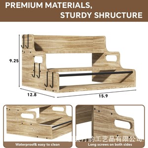 Cross-border multi-purpose 3-tier wooden display rack for <b>kitchen</b> seasonings and coffee beans - Product Image 4