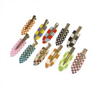 Fermaglio per capelli a scacchiera colorato per bambini, stile giapponese e coreano, fatto a mano, senza cuciture, per frangia laterale, accessori per capelli, all'ingrosso per produttori - Product Image 1