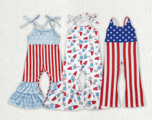 Combinaisons à pattes d'éléphant pour filles, bébés filles, 4 juillet - Product Image 5