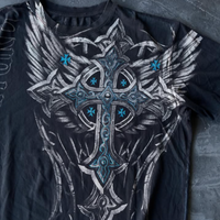 T-shirt Streetwear Homme Tendance à Épaules Dénudées, 280g, 100% Coton, Imprimé Wax, Effet Délavé, Épissé, Manches Courtes, DTG, ODM/OEM