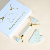 Rouleau de jade anti-âge et ensemble Gua Sha, masseur facial pour les yeux, le cou et le drainage lymphatique avec boîte cadeau magnétique de qualité supérieure Guasha
