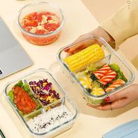 Hochwertige Borosilikatglas-Lunchbox, Haushalts-Bento-Box, Mikrowellengeeignete Behälter mit Fächern, Frischhalteschüssel, Lebensmittel-Aufbewahrungsbehälter
