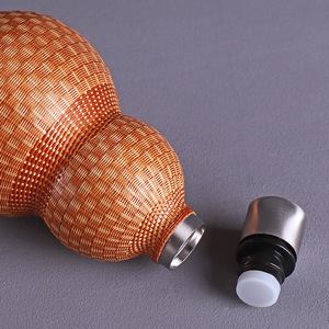 Handmade Bamboo Gourd <b>Thermos</b> Cup With Stainless Steel Inner Liner Portable <b>Tea</b> Set Chinese Style Rattan Gourd Shape - Product Image 3