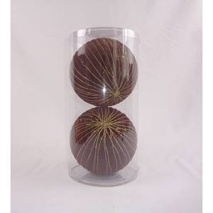 ENSEMBLE DE 2 BALLES EN PLASTIQUE FLOQUÉES MARRON, DIAM. 15CM - Product Image 1
