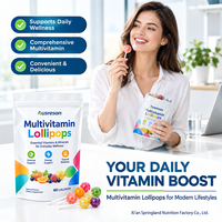 Bonbons durs vitaminés végétaliens pour enfants, saveur fruitée, marque privée SPL OEM, 10g, halal, complément alimentaire santé, multivitamines, sucettes