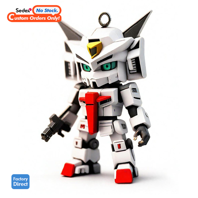 3D Soft PVC Cartoon Robot Figurine Keychain Eco-friendly & Waterproof Promotional Keychain with Customizable Design