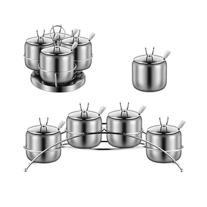 Ensemble de bouteilles à épices en acier inoxydable de qualité alimentaire, salière de cuisine domestique avec cuillère, boîte à épices pour huile de piment - Product Image 1