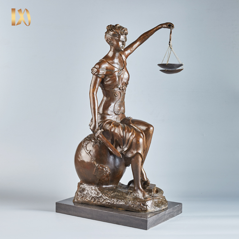 Factory Small Bronze Lady Justice Statue on Globe with Marble Base ...