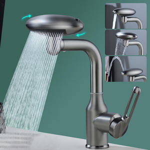 Robinet de salle de bain en acier inoxydable, rotatif à 360 degrés, eau chaude et froide, mitigeur pour lavabo, finition chrome poli - Product Image 2