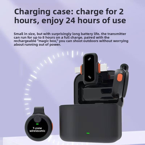 Microfono Lavalier Wireless Portatile J33 2 in 1 con Riduzione <span class=keywords><strong>del</strong></span> Rumore AI per Trasmissioni in Diretta - Product Image 2