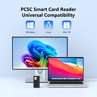 Lector de Tarjetas SIM, Lector de Tarjetas Inteligentes - Lector CAC 2 en 1, Lector de Tarjetas con Chip de Contacto ID-1/ID/IC/PIV/ATR/SIM para Computadora Portátil