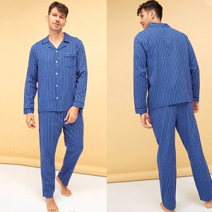 Pigiami da <span class=keywords><strong>uomo</strong></span> a righe verticali blu modali di alta qualità a maniche lunghe indumenti da notte giama giostrante per <span class=keywords><strong>uomo</strong></span> - Product Image 1