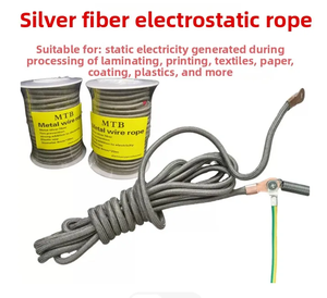 Cordon antistatique en fibre d'argent de 1 mètre pour machine d'impression et de laminage, cordon conducteur <span class=keywords><strong>statique</strong></span> pour textiles enduits - Product Image 1
