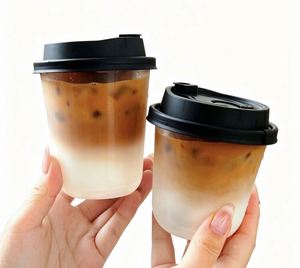 Gobelets en plastique PP jetables imprimés sur mesure en forme de U avec couvercle 12/16/24oz pour boissons chaudes/froides, jus, soda, lait, thé et mariages - Product Image 2