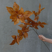 Fleurs artificielles en soie marron automnal en gros pour la décoration événementielle, feuilles de rose marron terreux Maillard, plantes et fleurs d'hortensias