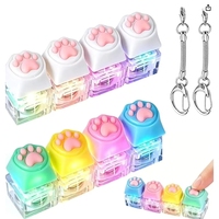 Clavier mécanique lumineux anti-stress avec 4 touches en silicone en forme de patte, couleurs bonbon, son clignotant, porte-clés personnalisable, motif dessin animé