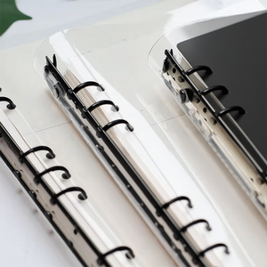 Custom Transparent Loose Leaf Ring Binder B5 Notebook <strong>A6</strong> A5 Plastic PVC Budget Business Notepad Handbook <strong>Diary</strong> with Leather Snap - Product Image 2