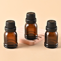 Flacon compte-gouttes en verre ambré de 15 ml à double cercle avec bouchon à bille pour huiles essentielles, solutions originales et essences, flacon de voyage