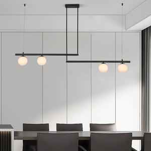 Home Modern 4 Heads Glass <b>Globe</b> Pendant Lamp Black Hanging <b>Lights</b> for Kitchen Island - Product Image 3