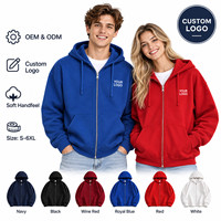 Sweat à capuche zippé personnalisé avec logo, coupe décontractée, en mélange de coton épais, vierge, pour hommes, marque privée, vente en gros