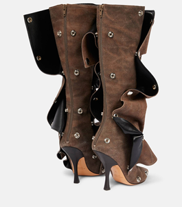 Bottes cuissardes en jean à talon crayon pour <span class=keywords><strong>femme</strong></span>, sur mesure, vente en gros, <span class=keywords><strong>taille</strong></span> 44, bout pointu, <span class=keywords><strong>mollet</strong></span> large, talon de 10,5 cm, pour l'automne - Product Image 2