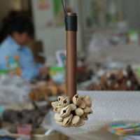 Rope Handle Seed Shell Hand Shaker Natural Nut Shell Rattle for Folk Music World Music and Hand Percussion