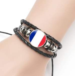 Pulsera de Cuero con Diseño de Banderas Nacionales y Logotipo Personalizado, Longitud Ajustable, Pulsera con Bandera de Argentina para Fanáticos del Fútbol - Product Image 4