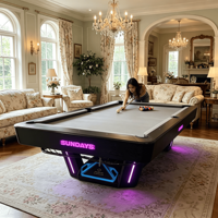 Table de billard SUNDAYS au design moderne, 9 pieds, 9 boules, avec surface en ardoise, pieds en fer, logo personnalisé, écologique, durable, pour la maison